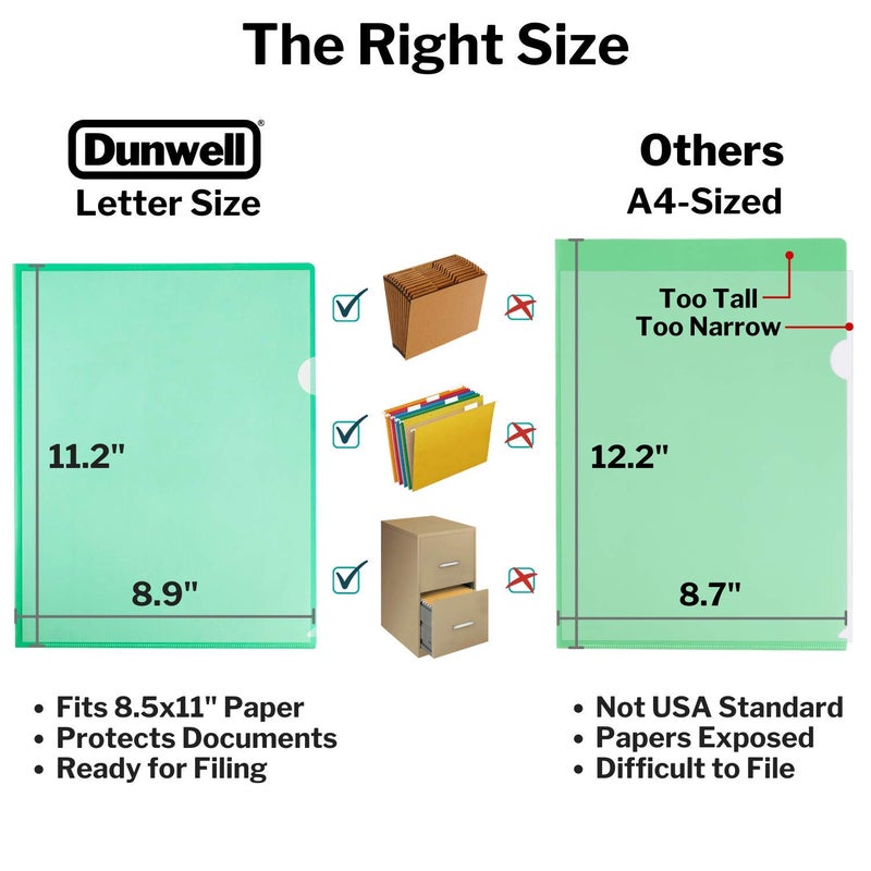 Dunwell Clear Plastic Folders Sleeves (12 Pack  Assorted Colors) - Plastic Sleeves for Paper 8.5x11  Transparent Project Folders with Plastic Paper Sleeves  Poly File Jacket for Documents - Image 2